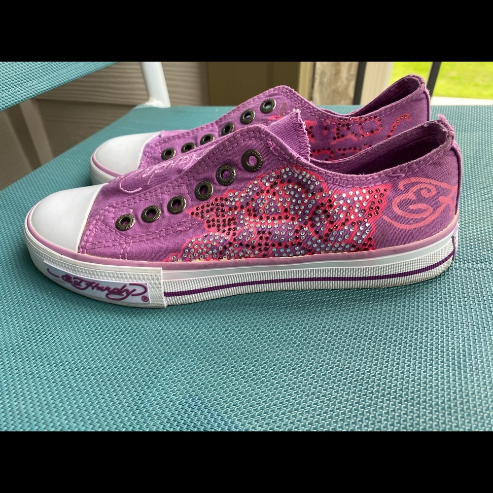 Ed Hardy laceless shoes